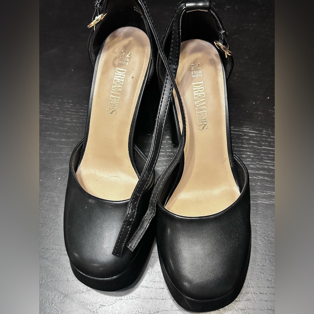 Black Platform Block Heels – DREAM PAIRS 7.5